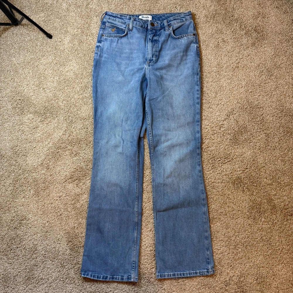 Wrangler Riding Rodeo Jean Women 30x34 Blue Denim Straight Leg High Rise